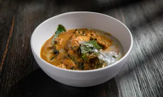 A bowl of Southern Thai curry at Long Dtai Restaurant