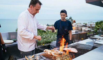 Chef David Thompson demonstrating his cooking skills