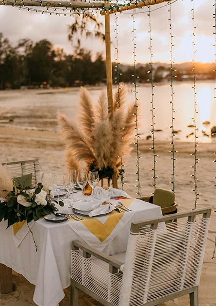 Romantic beach setup at our Samui wedding resort