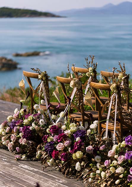 Wedding Terace flowers and chairs